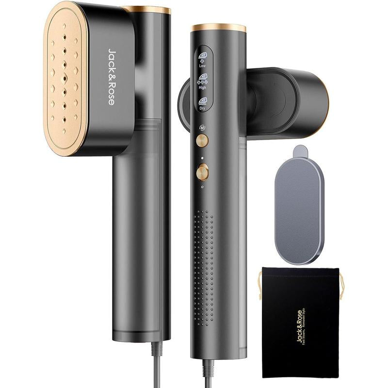 Jack & Rose Garment Steamer for Clothes,Hanrdheld Steamer & Iron 2 in 1,15S Fast Heat Up,Large Panel,100-240V Wide Voltage,Suitable for Global Travel Clothes Iron,Christmas Gifts