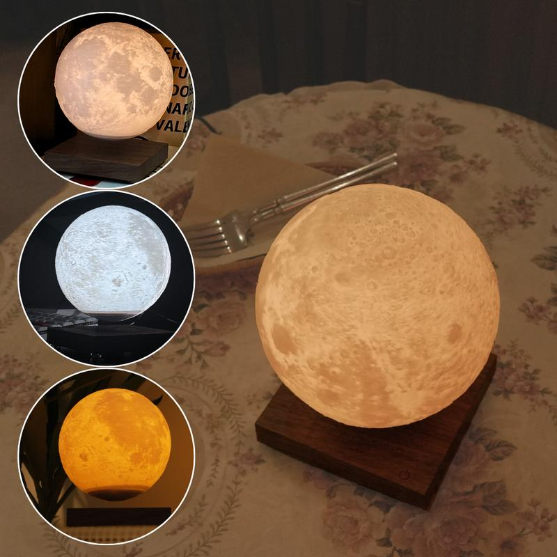 MAGECMOON Magnetic Levitation Lamp Ornament Floating Moon Lamp Night Light Dimmable 3D Printed Levitating LED Bedside Table Lamp Office Bedroom Living Room Home Christmas Decoration Unique Christmas Gifts Cool Gadgets