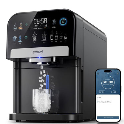 Ecozy Countertop Sonic Nugget Ice Maker Chewable Ice Cubes 33 Lbs Daily Output Self-Cleaning Stainless Steel for Party Kitchen Bar Black Friday Deal