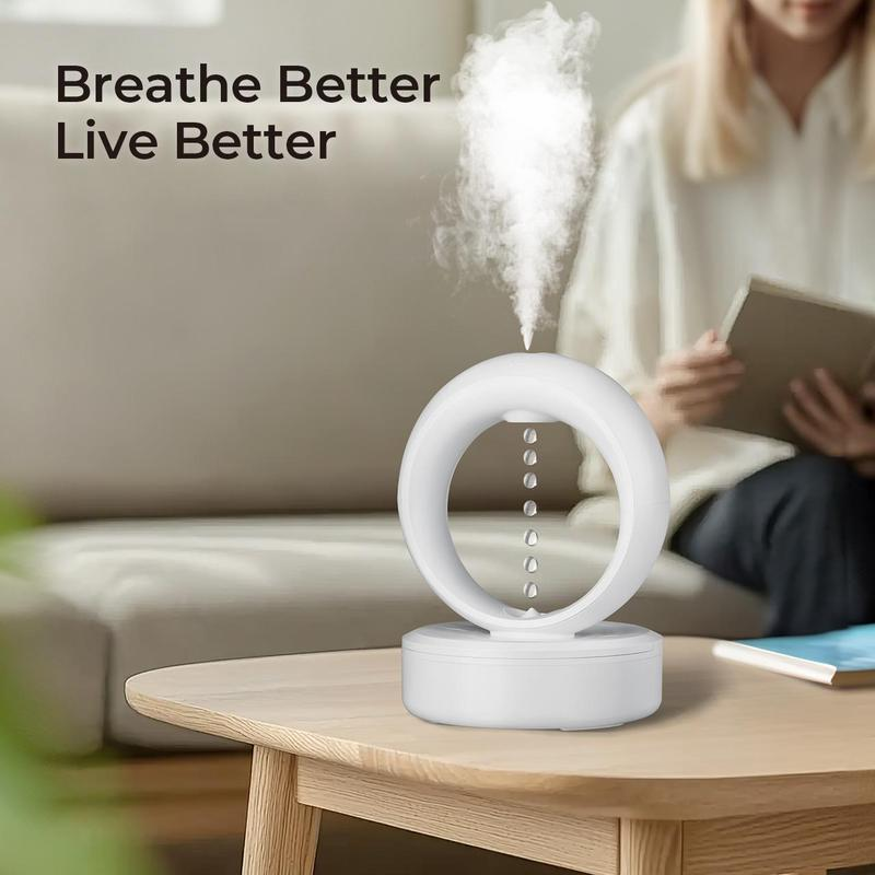 【MUNBYN Anti-Gravity Water Drop Humidifier】 3-In-1 Household Air Humidifier with Night Light for Bedroom, Smart Bedroom Humidifier with Timer, Auto Shut-Off for Smart Dry Protection with USB Powered，Suggest Purified Water