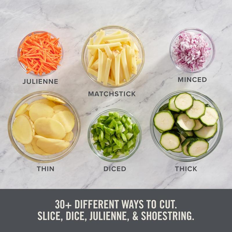 Safe Mandoline Slicer for Kitchen 5 in 1 - Adjustable Thickness 0.1-8Mm, Strips, Julienne, Dicer - Gray Mandoline Slicer