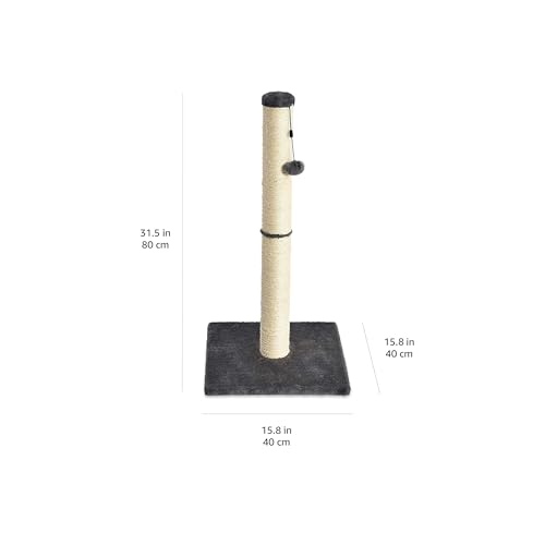 Amazon Basics Cat Scratcher – 31.5" Scratching Post for Cats & Kittens, Grey - Mingle & Moa