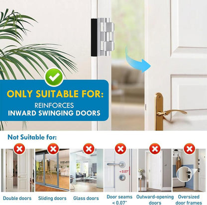 Home Security Door Reinforcement Lock. Door Security Lock Withstand 800 Lbs for Inward Swinging Door