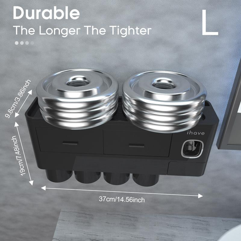 Ihave Toothbrush Holders for Bathrooms, 4 Cups Toothbrush Holder Wall Mounted with Toothpaste Dispenser - Large Capacity Tray, 2 Cosmetic Drawer - Bathroom Storage & Bathroom Organizer House