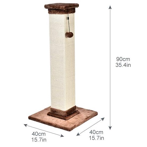 Amazon Basics Cat Scratcher – 35.4" Sisal Post for Indoor Cats & Kittens, Brown - Mingle & Moa