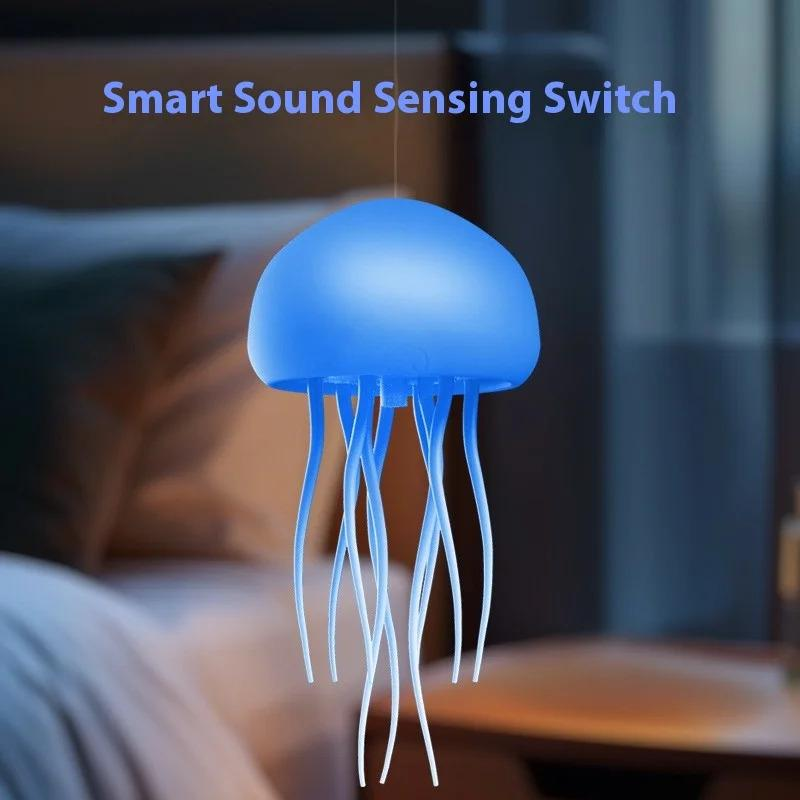7-Color Usb-Powered Floating Tentacle Pendant Light Full-Color Gradient Jellyfish LED Intelligent Voice Controlled Night ABS