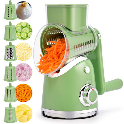 SUSTEAS Rotary Cheese Grater with Handle, 5 Well-Designed Blades, Strong Suction Cup Base, Kitchen Utensils Vegetable Slicer Dicer Fruit Vegetable Slicer Gadgets Kitchen