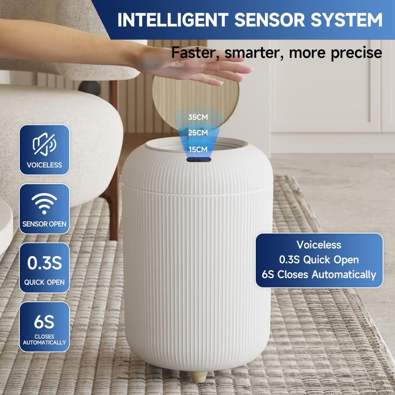 Biarts Trash Can Smart Sensor Wastebasket, Compact Design for Versatile Storage, Waterproof, for Bathroom, Bedroom, Office Nordic Style, Dealsforyoudays