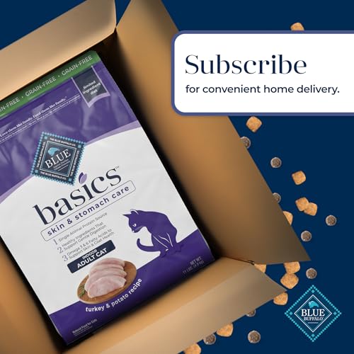 Blue Buffalo Basics Grain-Free Dry Cat Food, Indoor, Turkey & Potato, 11 lb - Mingle & Moa