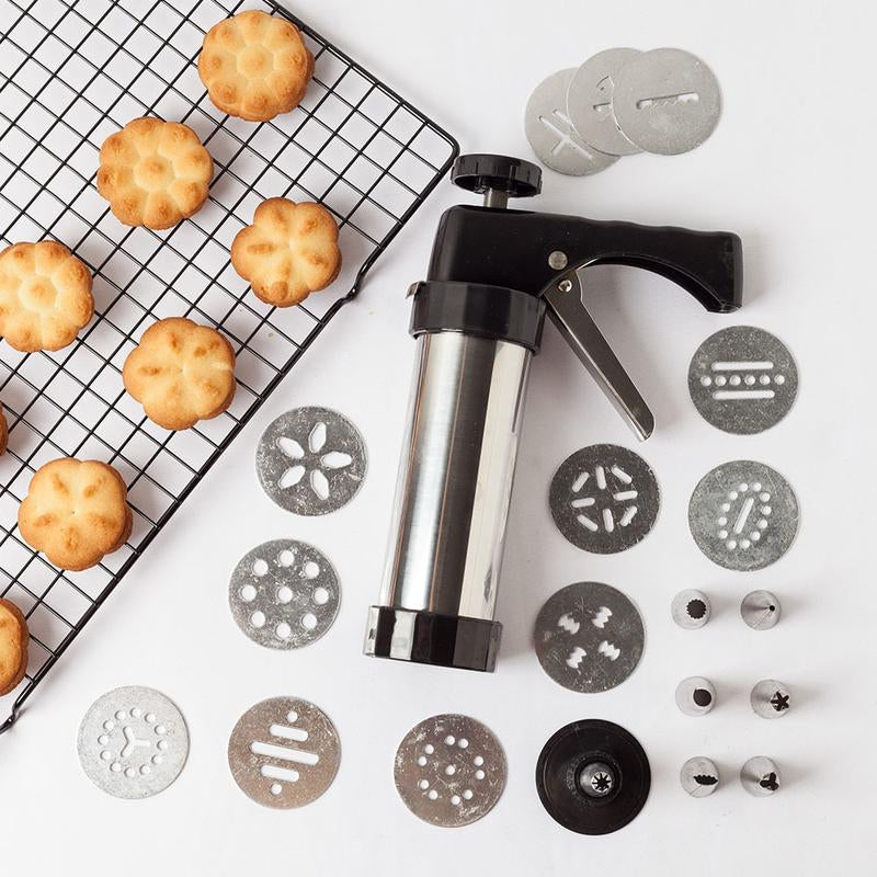 Stainless Steel Cookie Press & Biscuit Maker Set with 13 Molds & 8 Icing Tips DIY Baking Tool for Home Bakers & Cookie Lovers Rust Resistant Bake like a Pro at Home - Kitchen Utensils