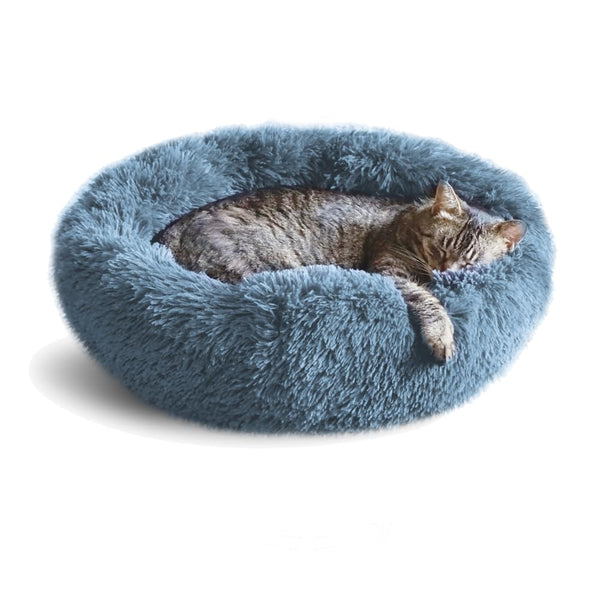 Whiskers & Friends Cat Bed - Washable Orthopedic Soft Fluffy Round Calming Pet Bed for Cats & Small Dogs - Mingle & Moa