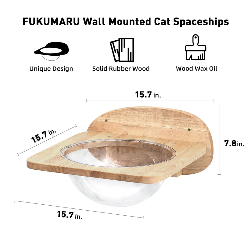 FUKUMARU Transparent Capsule Cat Wall Set – with 2 Pedals (Holds up to 35lbs) - Mingle & Moa