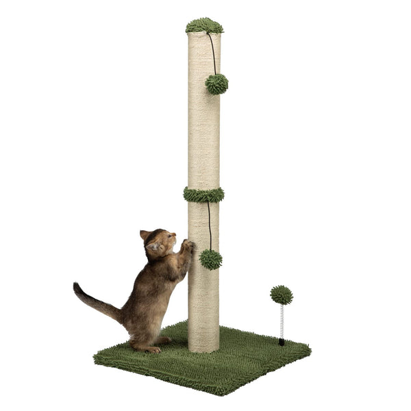MECOOL Cat Scratching Post – 34" Tall Sisal Post with Ball, Cactus Green - Mingle & Moa
