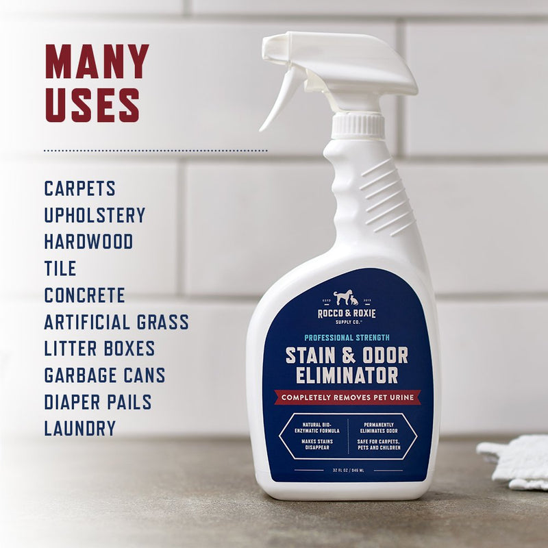 Rocco & Roxie Stain & Odor Eliminator, 32oz Enzymatic Cleaner for Pet Urine, Carpet & Home Use - Mingle & Moa