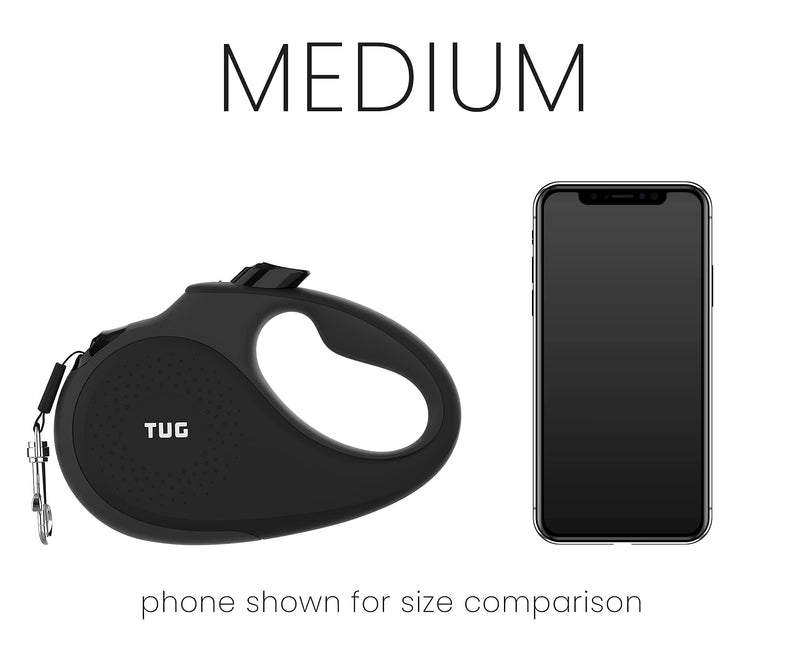 TUG 16ft Retractable Dog Leash with Anti-Slip Handle – Medium, Black/Grey - Mingle & Moa