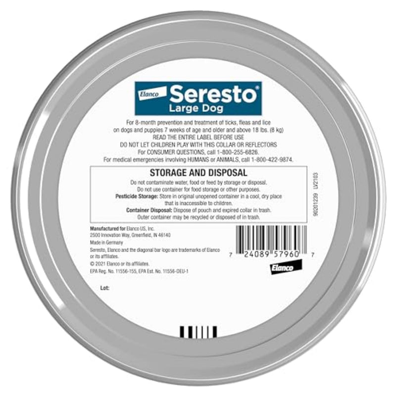 Seresto Large Dog Flea & Tick Collar | Vet-Recommended | 8-Month Protection for Dogs Over 18 lbs. - Mingle & Moa