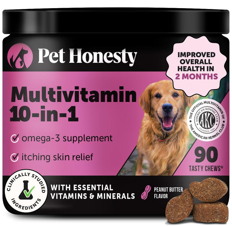 Multivitamin Dog Supplement with Glucosamine & Omega (Peanut Butter, 90 ct) - Mingle & Moa