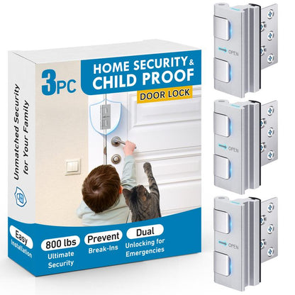 Home Security Door Reinforcement Lock. Door Security Lock Withstand 800 Lbs for Inward Swinging Door