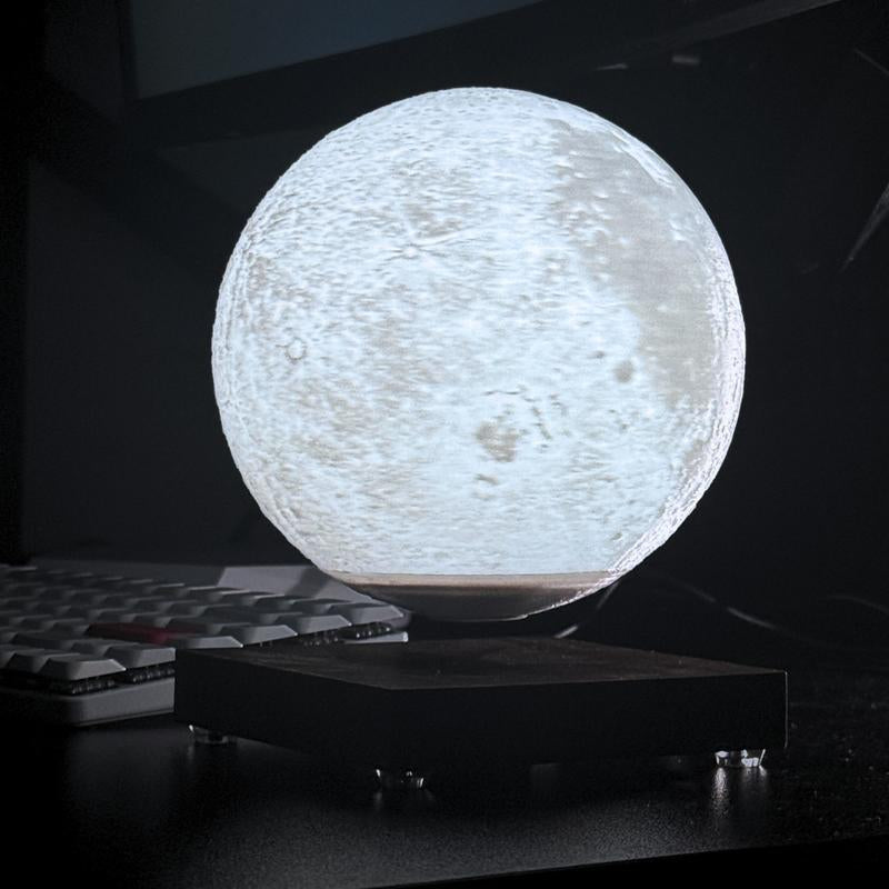 MAGECMOON Magnetic Levitation Lamp Ornament Floating Moon Lamp Night Light Dimmable 3D Printed Levitating LED Bedside Table Lamp Office Bedroom Living Room Home Christmas Decoration Unique Christmas Gifts Cool Gadgets
