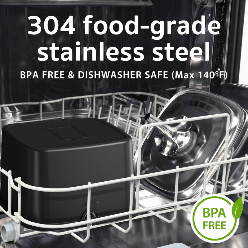 Veken 2.8L Stainless Steel Pet Fountain – Award-Winning, Space Black - Mingle & Moa