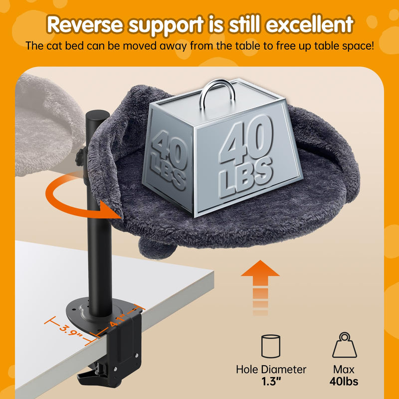 Sgreatiny Cat Desk Bed – Adjustable Faux Fur Elevated Shelf (Up to 40lbs) - Mingle & Moa