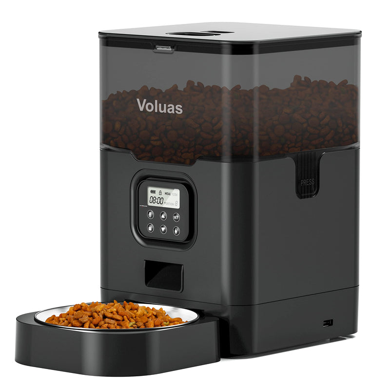 VOLUAS Automatic Cat Feeder, 4 Meals/Day, Voice Recorder - Mingle & Moa