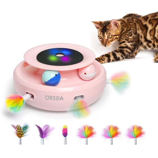 Interactive Cat Ball & Feather Toy by ORSDA - Mingle & Moa