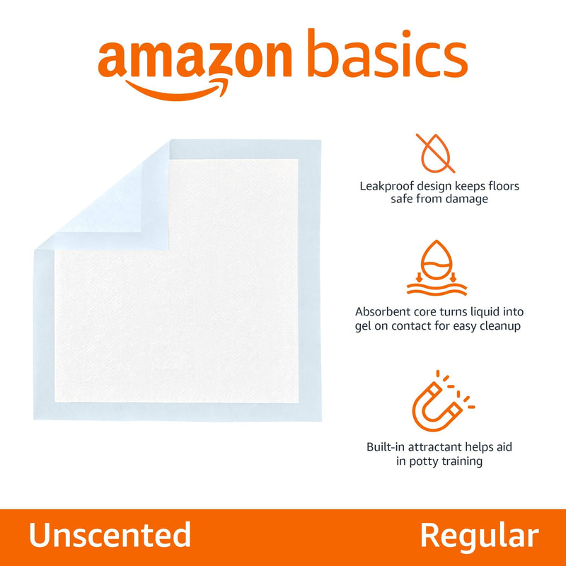 Dog Pee Pads (100-Pack): 22x22 inches, leak-proof, quick-dry, standard absorbency for potty training. Blue & white. - Mingle & Moa