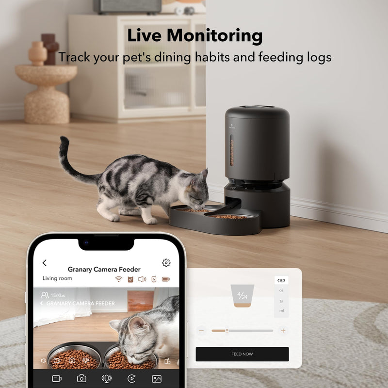 PETLIBRO Automatic Cat Feeder with Camera, 5G WiFi, Dual Tray, 5L - Mingle & Moa