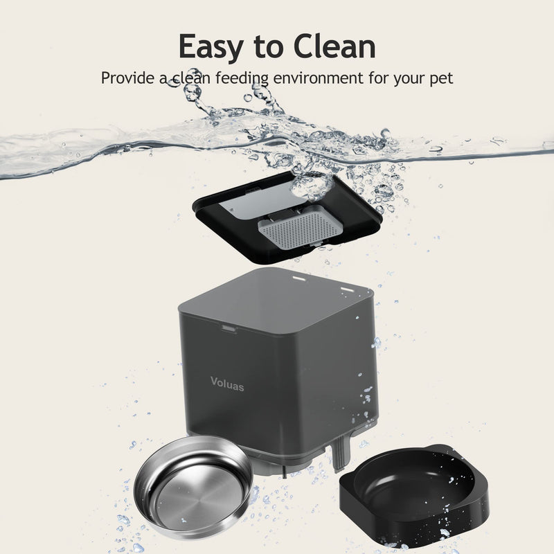 VOLUAS Automatic Cat Feeder, 4 Meals/Day, Voice Recorder - Mingle & Moa