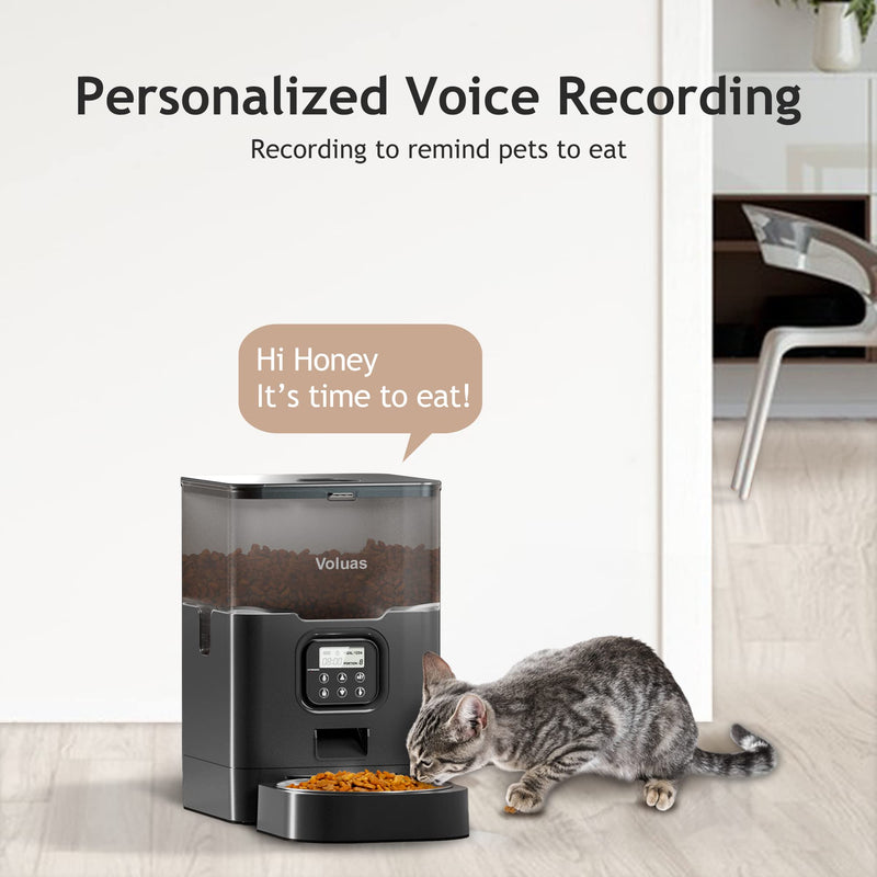 VOLUAS Automatic Cat Feeder, 4 Meals/Day, Voice Recorder - Mingle & Moa