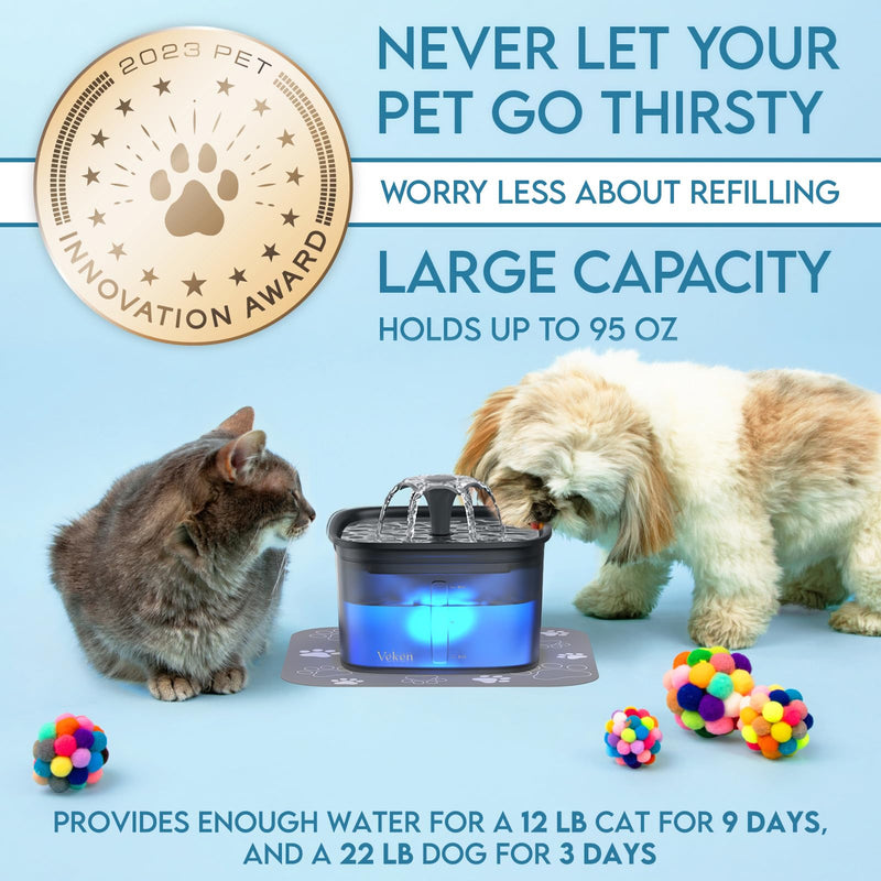 Veken 2.8L Automatic Pet Water Fountain (Space Black) - Mingle & Moa