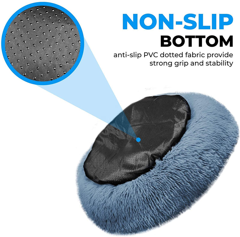 Whiskers & Friends Cat Bed - Washable Orthopedic Soft Fluffy Round Calming Pet Bed for Cats & Small Dogs - Mingle & Moa