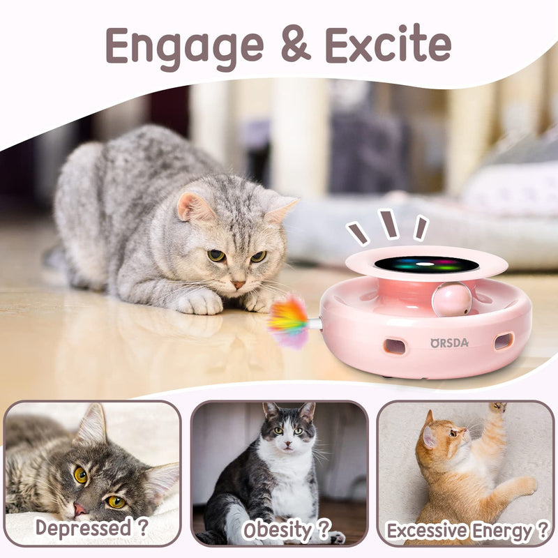 Interactive Cat Ball & Feather Toy by ORSDA - Mingle & Moa