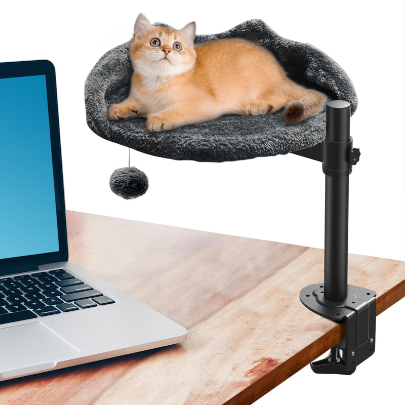Sgreatiny Cat Desk Bed – Adjustable Faux Fur Elevated Shelf (Up to 40lbs) - Mingle & Moa