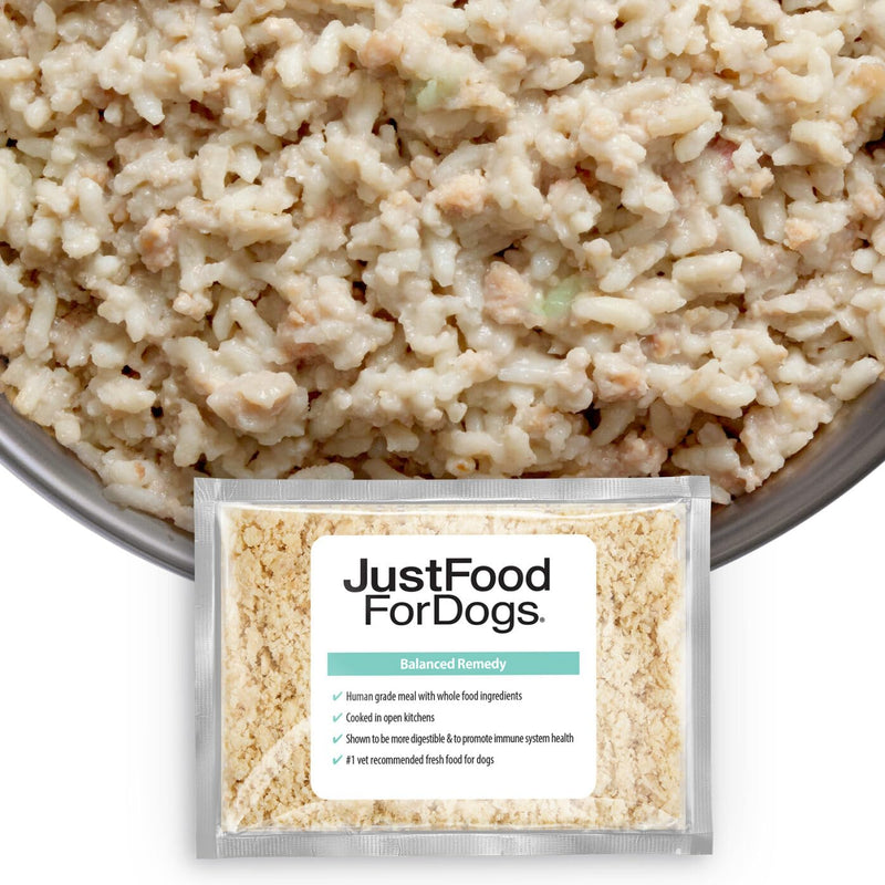 JustFoodForDogs Frozen Fresh Dog Food for Sensitive Stomachs, Balanced Remedy Recipe, 18 oz (Pack of 7) - Mingle & Moa