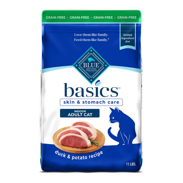 Blue Buffalo Basics Grain-Free Dry Cat Food, Indoor, Duck & Potato, 11 lb - Mingle & Moa