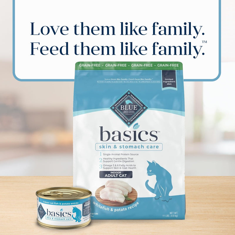 Blue Buffalo Basics Grain-Free Dry Cat Food, Indoor, Fish & Potato, 11 lb - Mingle & Moa