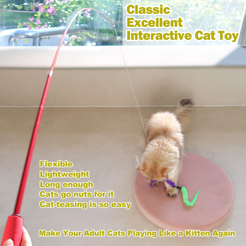 MeoHui Retractable Cat Wand & Feather Toys - Mingle & Moa