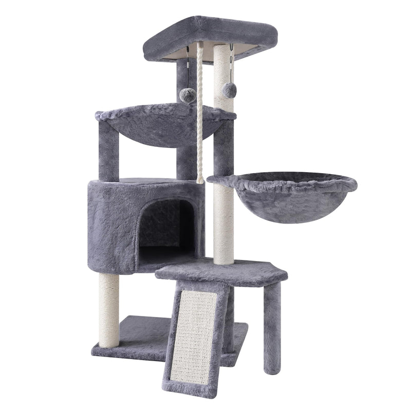 Xin Three Layer Cat Tree with Cat Condo and Two Hammocks,Grey - Mingle & Moa