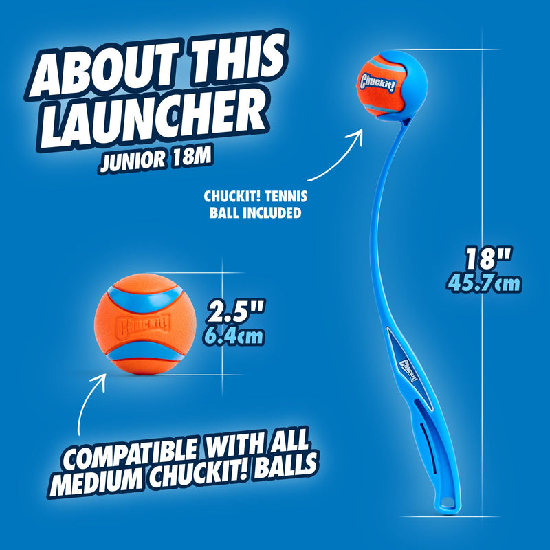 Chuckit! Junior 18" Dog Ball Launcher – Medium, For 20–60 lb Dogs, Made in USA - Mingle & Moa