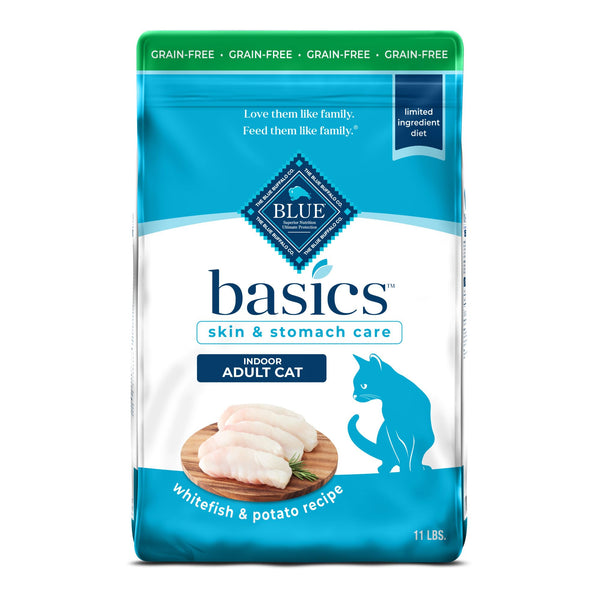 Blue Buffalo Basics Grain-Free Dry Cat Food, Indoor, Fish & Potato, 11 lb - Mingle & Moa