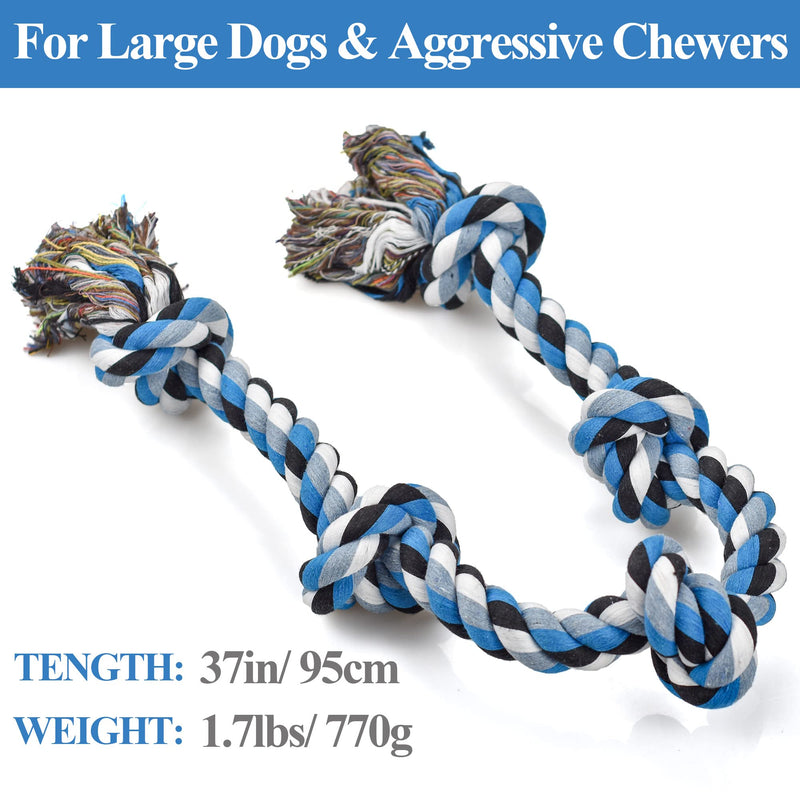 LECHONG Indestructible Rope Toy – For Medium & Large Aggressive Chewers, 5-Knot Tug Toy (3 ft) - Mingle & Moa