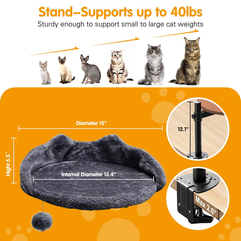 Sgreatiny Cat Desk Bed – Adjustable Faux Fur Elevated Shelf (Up to 40lbs) - Mingle & Moa