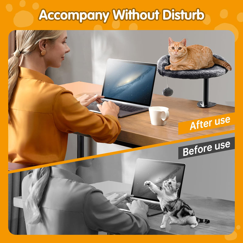 Sgreatiny Cat Desk Bed – Adjustable Faux Fur Elevated Shelf (Up to 40lbs) - Mingle & Moa