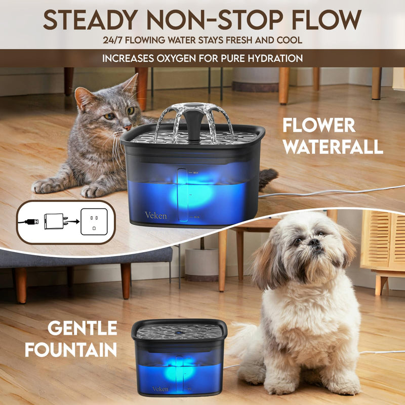 Veken 2.8L Automatic Pet Water Fountain (Space Black) - Mingle & Moa