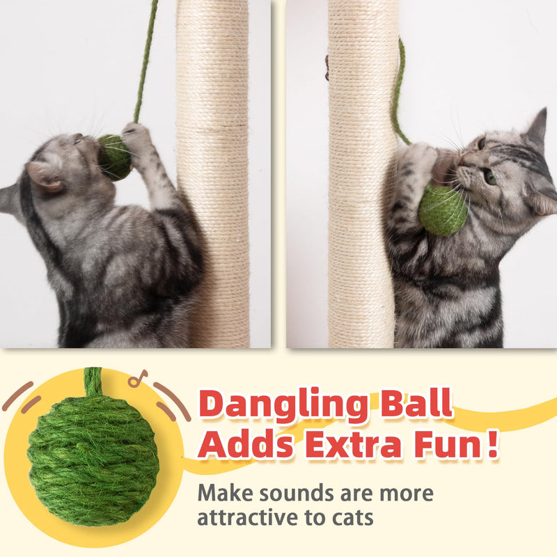 Meowoou 23.6" Red Palm Cat Scratcher with Sisal Rope & Toy Ball - Mingle & Moa