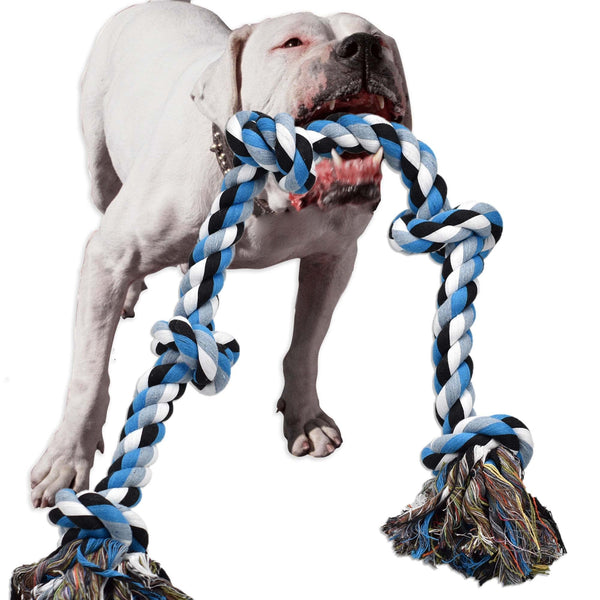 LECHONG Indestructible Rope Toy – For Medium & Large Aggressive Chewers, 5-Knot Tug Toy (3 ft) - Mingle & Moa
