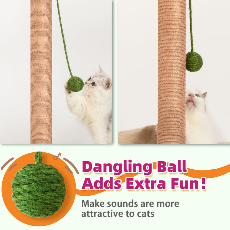 Meowoou 23.6" Yellow Palm Cat Scratcher with Sisal & Hanging Ball - Mingle & Moa