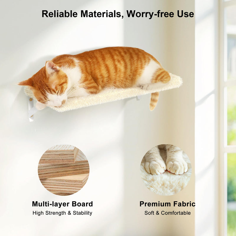 FUKUMARU 4-in-1 Large Cat Wall Set – Beige (For 16" Drywall) - Mingle & Moa